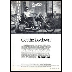 1989 Suzuki Intruder 1400 Motorcycle Vintage Print Ad Chucks Guitars Wall Art